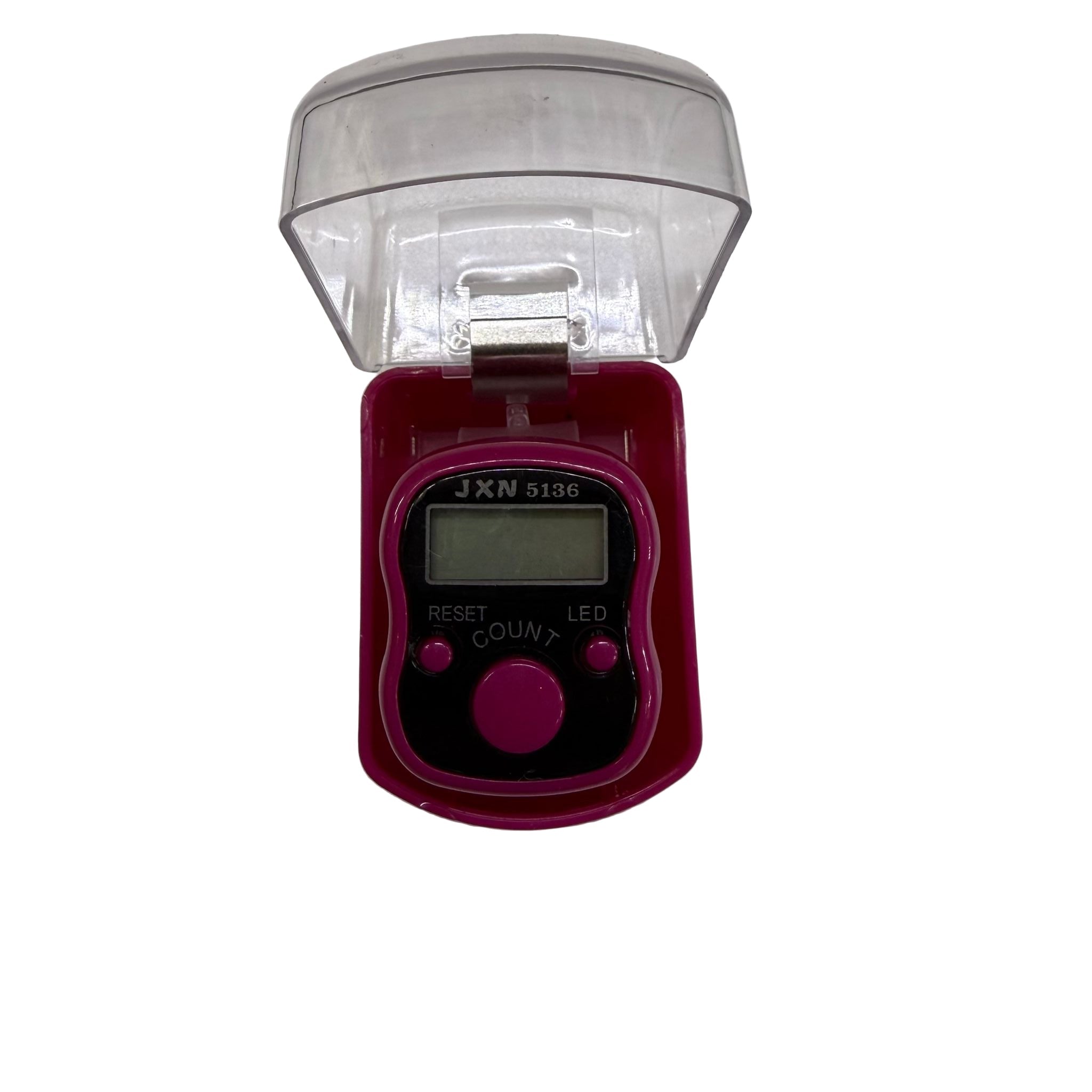 Digital device with a clear cover on a white background